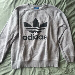 Adidas Women’s Logo Crewneck Sweatshirt in Gray and Black